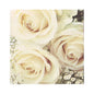 A close-up of three cream-colored roses with baby's breath on a delicate background, perfectly matching the 20 napkins (33 cm x 33 cm, 3-ply, 1/4-fold design set 2) of PAPSTAR GmbH for any celebration.