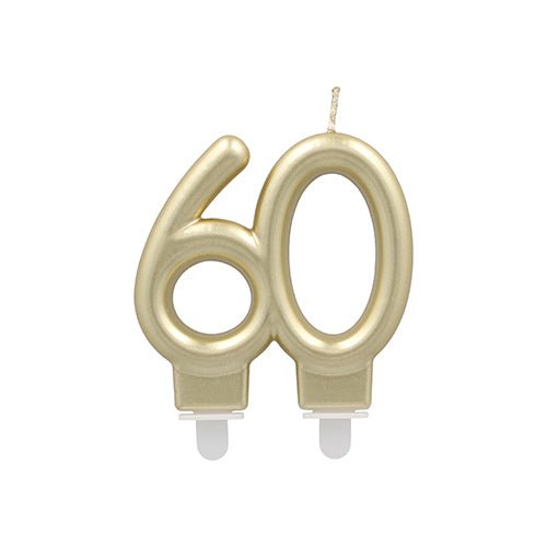 The PAPSTAR anniversary candles with holder 7 cm "gold" from PAPSTAR GmbH are golden anniversary candles in number form with visible wicks and holders - ideal as birthday candles for anniversary celebrations.