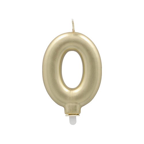 The PAPSTAR GmbH number candle with holder 7 cm "gold" is a gold-colored number candle with a pointed wick and white plastic holder - ideal as a birthday candle for cake decoration.