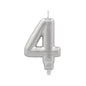 A PAPSTAR GmbH number candle with holder, 7 cm high in silver, presents itself as a stylish birthday candle against a plain white background.