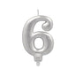 The PAPSTAR GmbH number candle with holder 7 cm "silver" is a metallic silver number candle - ideal for birthdays and special celebrations.