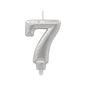 The PAPSTAR GmbH number candle with holder (7 cm, silver) displays the number seven with a wick at the top against a white background.