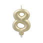 The PAPSTAR GmbH number candle with holder 7 cm "gold" is a gold-colored number candle with a small white base, ideal as cake decoration or birthday candle.