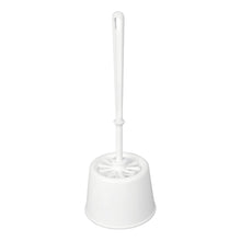 The Nölle Profi Brush toilet set (Ø 75 mm) with white PP bristles and black dirt zone stands in the holder - perfect for hygienic toilet cleaning. From Nölle Profi Brush Brushes & Brush Technology e.K.