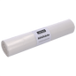 A roll of EMIL DEISS KG (GmbH + Co.) DEISS 39320 trash bags (700x1100 mm, type 70, transparent-clear, 25 pieces) with a white label and black text is wrapped in foil and placed against a plain light background.