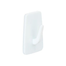 The 3M Deutschland GmbH Command™ Mini-Hook, 17066, is a white plastic adhesive hook with a rectangular backing plate and a single angled hook, ideal for small spaces, depicted on a plain white background.