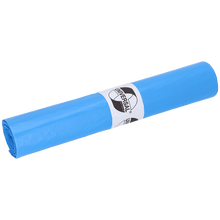 A roll of EMIL DEISS KG (GmbH + Co.) DEISS 40009 garbage bags, 700x700x0.02 mm blue (50 pieces), shows a white "UNIVERSAL" label with a circular logo on a solid white background.