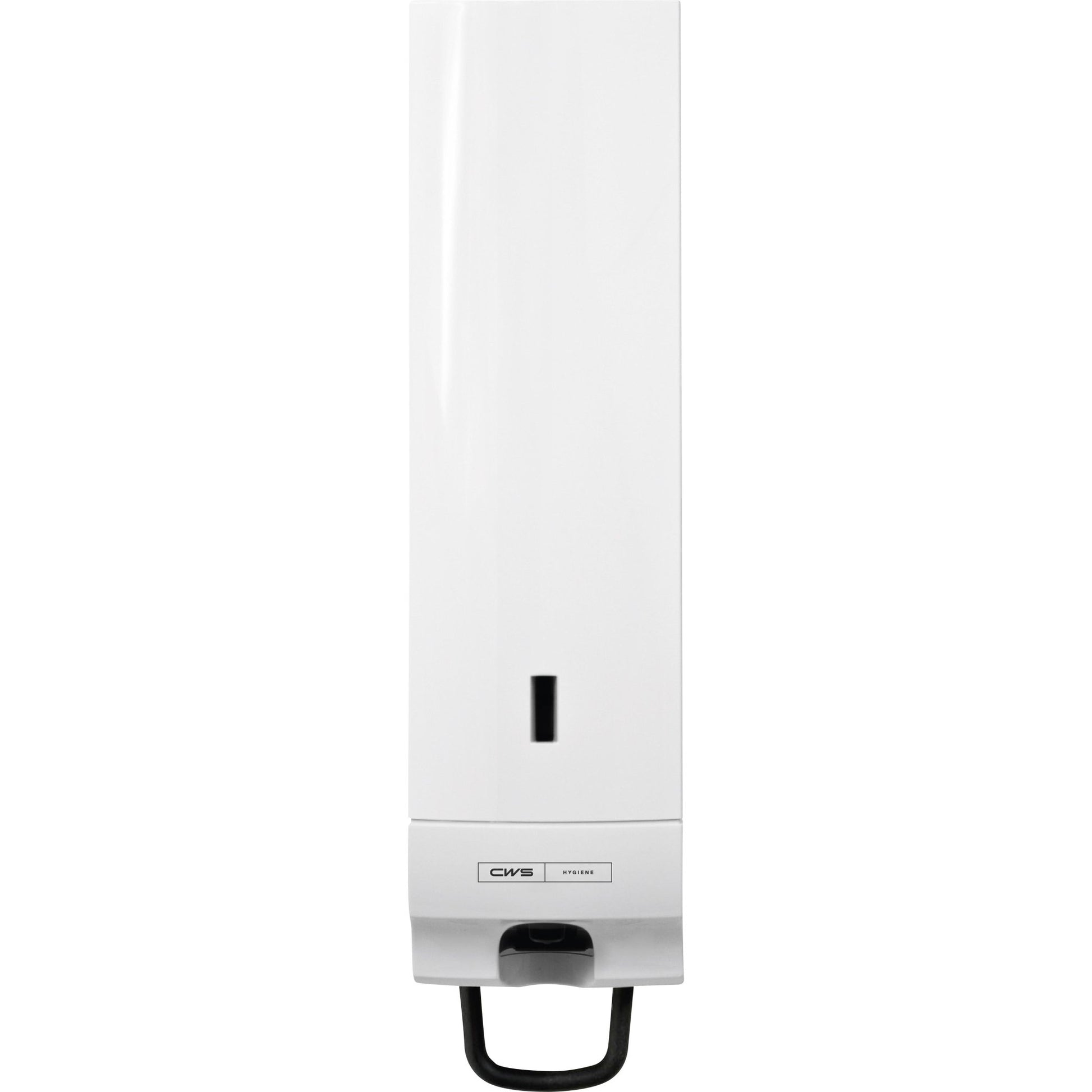 The CWS Paradise Cream Universal Soap Cream Dispenser is a white, wall-mounted soap dispenser with a black lever, transparent window, and "CWS Hygiene" label - compatible with CWS Paradise Cream.