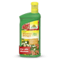 A green plastic bottle of Neudorff Shop Azet Liquid Flower Fertilizer with a yellow cap, flower label, German text, and a "100% Bio" badge. This liquid fertilizer supports the healthy growth of all flowers.