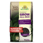 A 20-liter bag of Neudorff Shop NeudoHum Grow All-Mix soil is shown in brown, purple, and yellow packaging with the label "Optimal for Cannabis," highlighting fast growth, organic mix, and improved flowering with cannabis leaves.