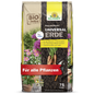 A 75-liter bag of NeudoHum Universal Soil from Neudorff Shop, with images of vegetables and flowers, labeled as peat-free and organic, suitable for all plants.
