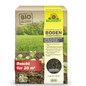 The 2 kg Terra Preta Soil Improver from Neudorff Shop covers 20 m² and is ideal for improving lawn, fruit, and vegetable soils. The German packaging shows seedlings, soil, BIO certification, and a low-dust symbol.