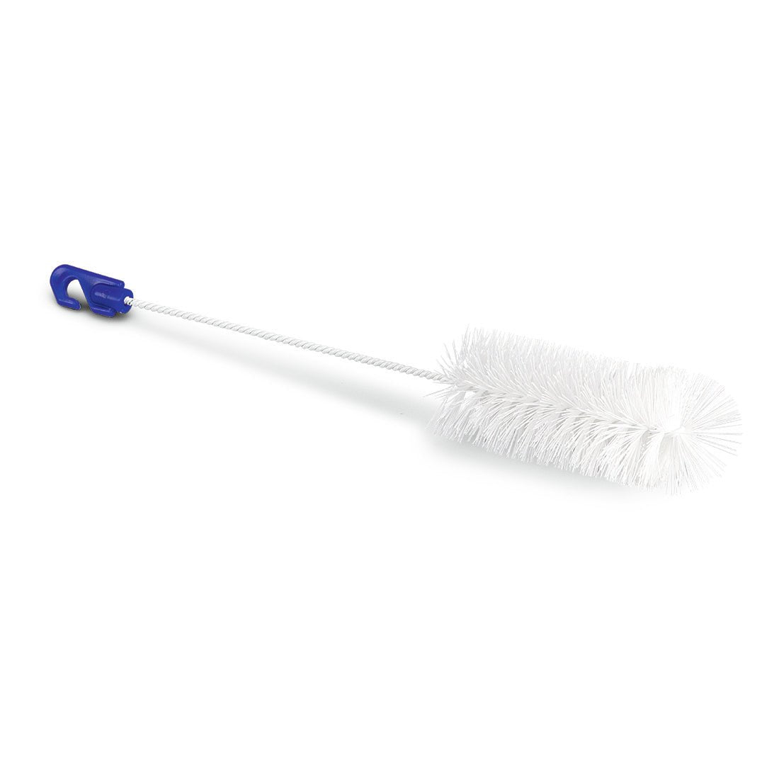 The Nölle Profi Brush bottle brush (Ø 53 mm, 470 mm long, pure bristle) from Nölle Profi Brush Bürsten- & Pinseltechnik e.K. has stiff bristles, a long twisted handle with a blue grip, and is depicted on a plain white background.