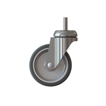 The TASKI Trolley Wheel 100mm from Diversey Deutschland GmbH & Co. OHG is a swivel castor with a metal bracket and rubber tire, for TASKI trolleys (1 piece package), depicted on a white background.