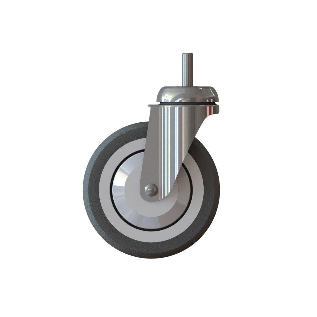 The TASKI Trolley Wheel - Carpet Floors (125mm), a steerable wheel from Diversey Deutschland GmbH & Co. OHG, is ideal as a replacement wheel for the TASKI Trolley and cleaning devices, delivered in a single pack for carpet floors.