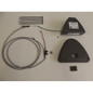 The IntelliTrail - mounting kit for swingo 350/455 from Diversey Deutschland GmbH & Co. OHG contains a black device with a cable, a triangular cover, four cable ties, a long gray cable with plugs, and a small fuse on a white base.