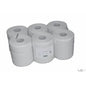 Six Midi towel rolls, 2-ply, white (each 20 cm x 140 m) from Abena Re-Seller GmbH are packed in clear plastic with a white label. The packaging contains 6 rolls and appears against a plain white background.