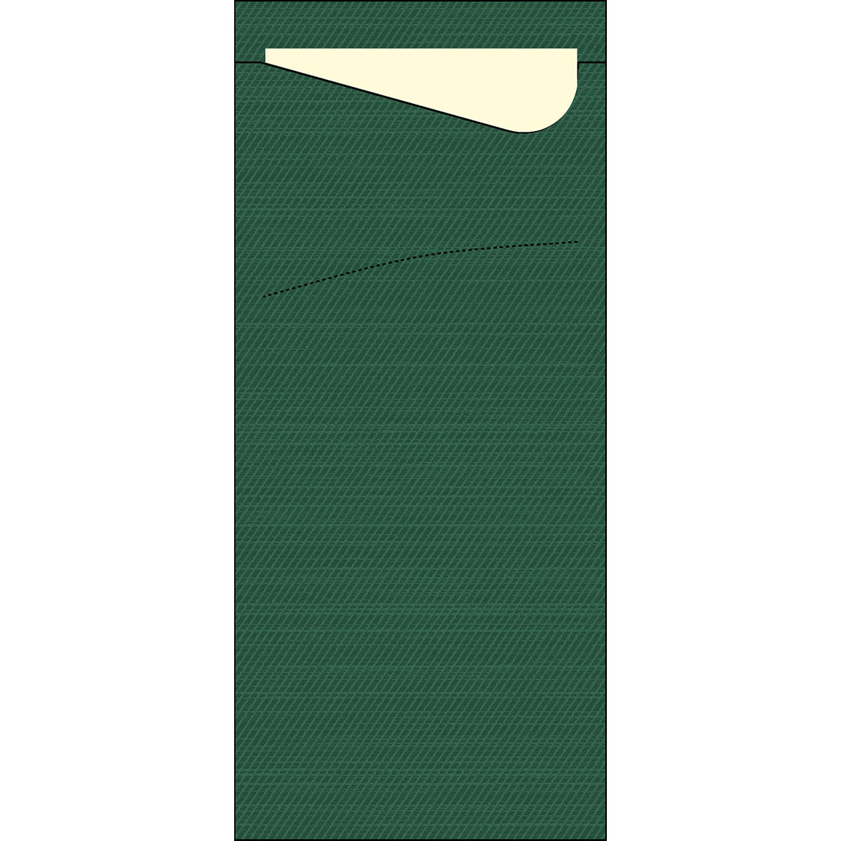 A rectangular green sleeping bag with a cream-colored interior, viewed from above on white. Its soft texture is reminiscent of the comfort of the Sacchetto Zelltuch 190 x 85 mm by Duni GmbH.