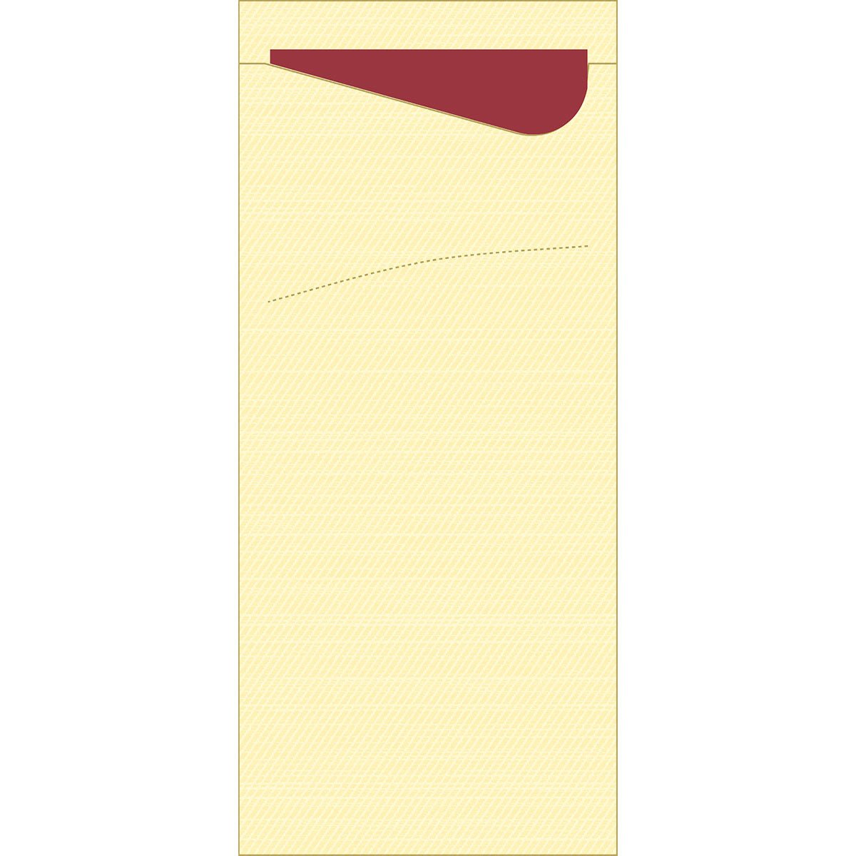 A yellow shipping envelope with a red flap, viewed from the front on a white background, is ideal for shipping Sacchetto Zelltuch 190 x 85 mm by Duni GmbH. The envelope appears empty and is partially open at the top.