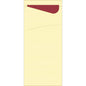 A yellow shipping envelope with a red flap, viewed from the front on a white background, is ideal for shipping Sacchetto Zelltuch 190 x 85 mm by Duni GmbH. The envelope appears empty and is partially open at the top.