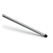 The Nölle Profi Brush metal handle 140 cm in silver from Nölle Profi Brush Bürsten- & Pinseltechnik e.K. is depicted diagonally on a white background, with a black plastic thread and two hanging holes for easy hanging.