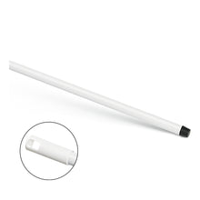Pictured is a Nölle Profi Brush metal handle 140 cm, extra strong with thread (Nölle Profi Brush brush & paintbrush technology e.K.), against a white background. A close-up highlights the oval hole at the end of the handle opposite the threaded side.