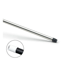 The Nölle Profi Brush aluminum handle 140 cm, partially coated with thread (1 piece) by Nölle Profi Brush Bürsten- & Pinseltechnik e.K. is depicted at an angle on a white background, with an inset circle showing a close-up of the threaded end.