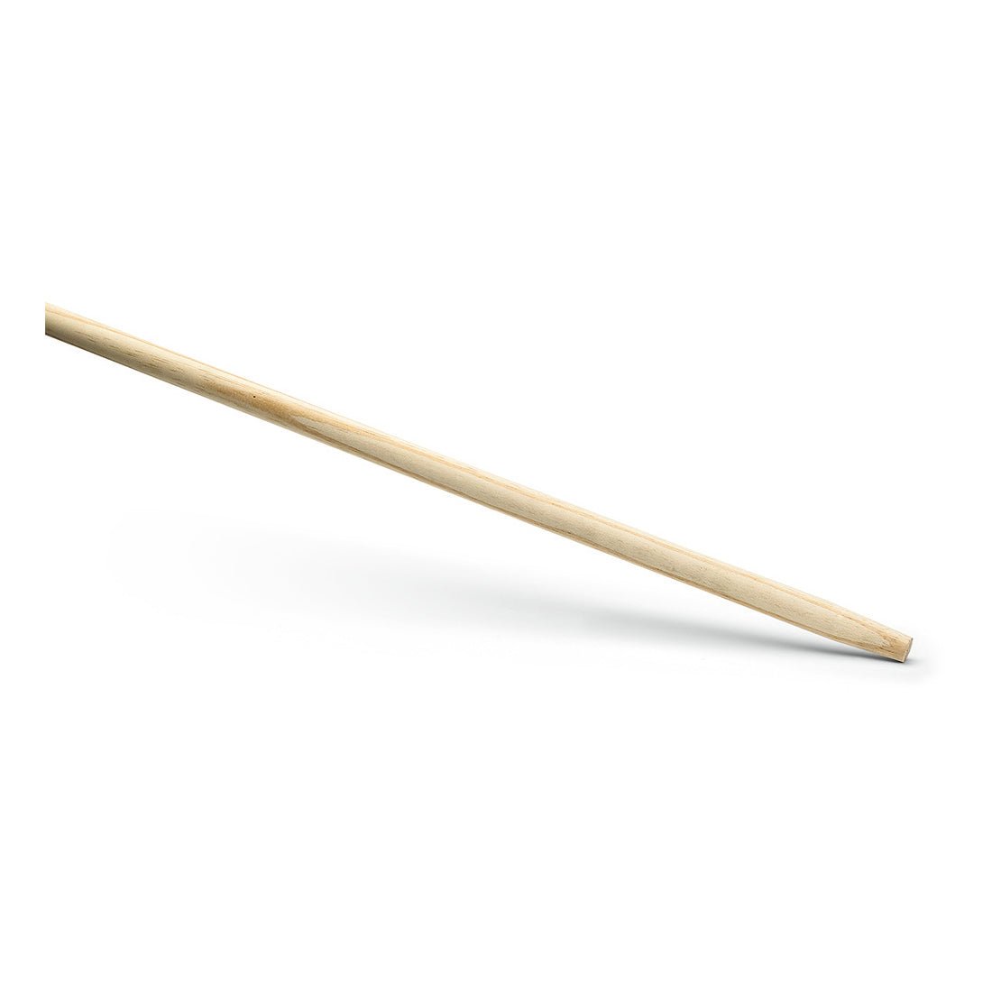 A single Nölle Profi Brush hardwood tool handle (140 cm, Ø 28 mm, broom cone) from Nölle Profi Brush brush & paintbrush technology e.K. lies diagonally on a white background and is slightly pointed at one end.
