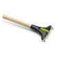 Close-up of the Nölle Profi Brush BECOnnect wooden handle 150 cm, Ø 28 mm by Nölle Profi Brush brush & paintbrush technology e.K., securely attached to a clamp - perfect for professional cleaning work.