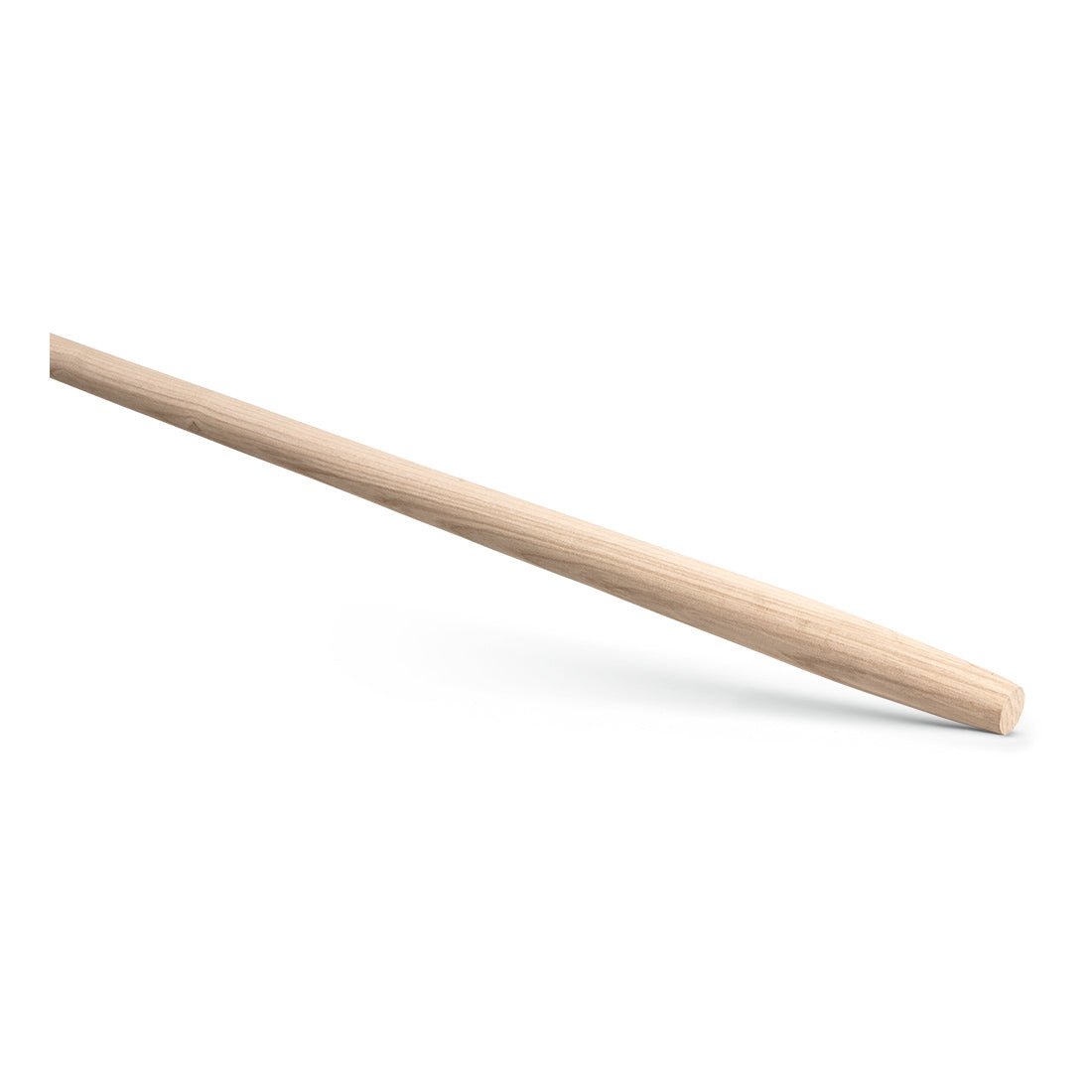 A simple, light wooden Nölle Profi Brush device handle 36 mm cone for tar pushers, pitchforks (by Nölle Profi Brush Bürsten- & Pinseltechnik e.K.), with a rounded end and an angled cut, depicted on a white background.