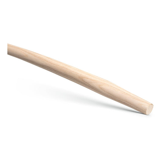 The Nölle Profi Brush T-handle 1,100 mm made of ash, curved with egg-shaped handle, for spades and shovels (DIN 2015200), by Nölle Profi Brush Brush & Paint Technology e.K., presents itself bright and smooth with a rounded end.