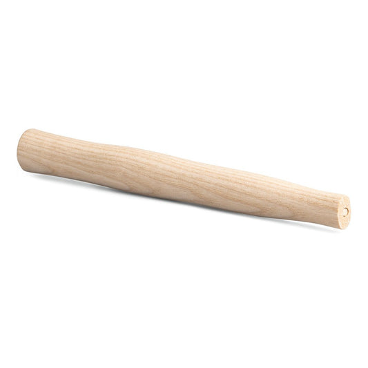 A smooth, unprocessed Nölle Profi Brush hand hammer handle made of ash wood for hammers from Nölle Profi Brush Brush & Paint Technology e.K., with slightly tapered ends, lies on a white background.