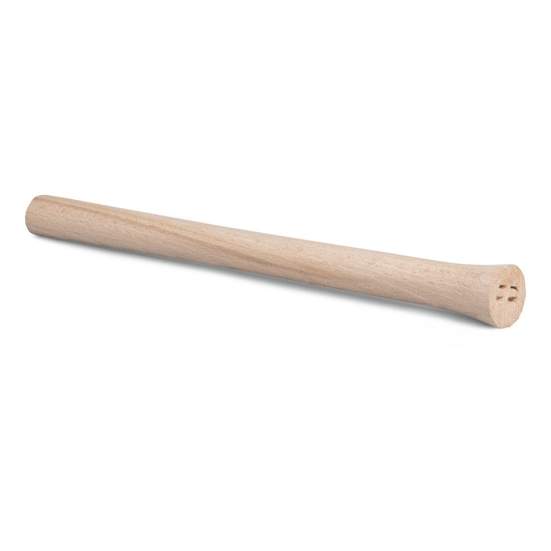 The Nölle Profi Brush mason hammer handle (300 mm, ash, Rhenish form) from Nölle Profi Brush Brush & Paintbrush Technology e.K. is a smooth cylindrical hammer handle with a rounded end, depicted on a white background.