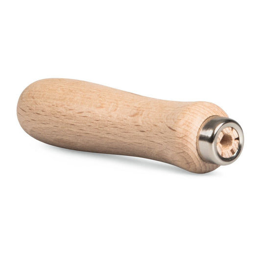 The Nölle Profi Brush file handle from Nölle Profi Brush Bürsten- & Pinseltechnik e.K. features a smooth wooden handle with a metal collar, allowing for easy and comfortable attachment to tools or blades for precise application.