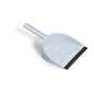 The light gray Nölle Profi Brush dustpan made of plastic (35 x 22 cm, sturdy, 1 piece) from Nölle Profi Brush Bürsten- & Pinseltechnik e.K. has a handle, a sawtooth edge, and a black rubber strip on the front edge.