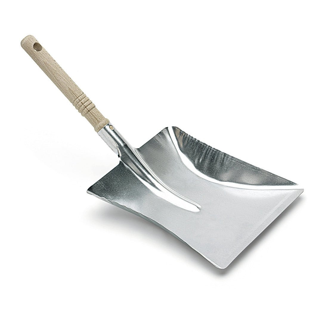 The Nölle Profi Brush dustpan metal galvanized with wooden handle (44x22 cm), by Nölle Profi Brush Bürsten- & Pinseltechnik e.K., is depicted on a white background - perfect for professional cleaning.