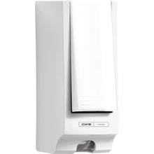 The CWS ParadiseLine toilet seat cleaner dispenser including white panel is a white, wall-mounted, rectangular dispenser with a lower push lever. The "CWS HYGIENE" front offers modern design for hygienic cleanliness in every washroom.