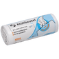 A roll of white DEISS garbage bags 500x600 mm made of HDPE, 30 liters, from EMIL DEISS KG (GmbH + Co.) with German text indicating the size and specifications, featuring a hand illustration highlighting the "EASY OPENER" and notes on tear-resistant garbage bags.