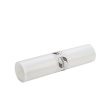 A roll of DEISS 49001 garbage bags (700x1100x0.023 mm, 50 pieces) from EMIL DEISS KG (GmbH + Co.) with a white-black label lies on a plain white background - ideal for efficient waste disposal.