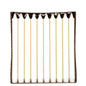 The opened box contains 30 white PAPSTAR taper candles (Ø 2.2 cm), made from 100% stearin by PAPSTAR GmbH, neatly lined up in a row with the wick facing up.