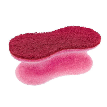 The Scotch-Brite® Delicate Color Comfort non-scratch cleaning sponge (2 pieces per pack) by 3M Deutschland GmbH offers a textured scrubbing side and a soft sponge side - ideal for delicate surfaces, isolated against a white background.