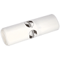 A roll of EMIL DEISS KG (GmbH + Co.) DEISS garbage bags 575x1000x0.018 mm made of HDPE 50 l, packaged with a labeled paper band. These sturdy white garbage bags are ideal for daily use. Pictured on a plain, light background.
