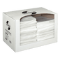 A white box from EMIL DEISS KG (GmbH + Co.) contains 200 transparent DEISS 49892 bed covers (3200x950x0.01 mm). A large window and a label indicate the contents - ideal hygiene protection for hospitals.