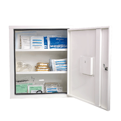 EUROSAFE First Aid Cabinet, White, Standard Contents, DIN 13169