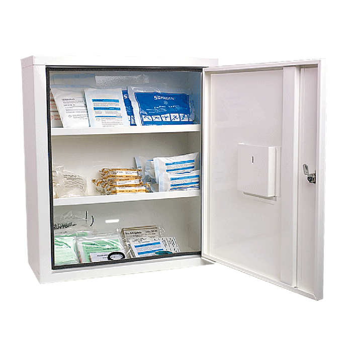 EUROSAFE First Aid Cabinet, White, Standard Contents, DIN 13169