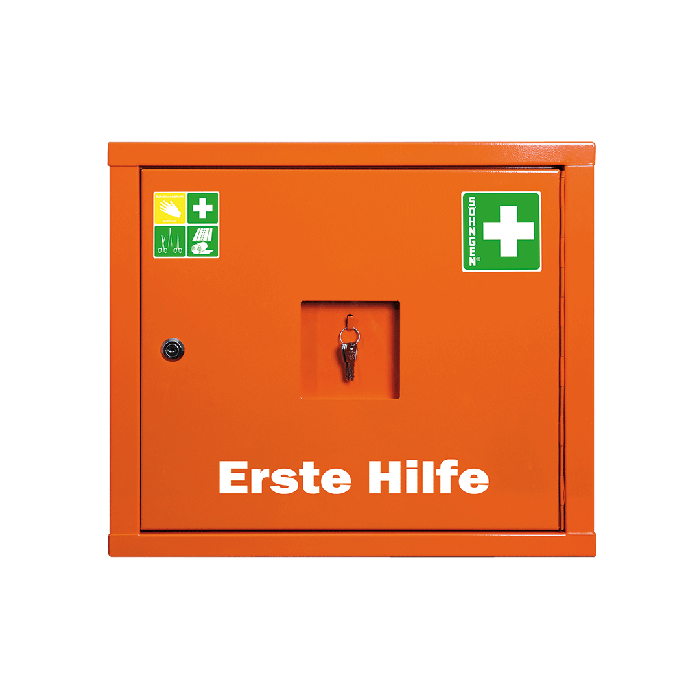 JUNIORSAFE First Aid Cabinet, Orange, with Standard Contents per DIN 13157