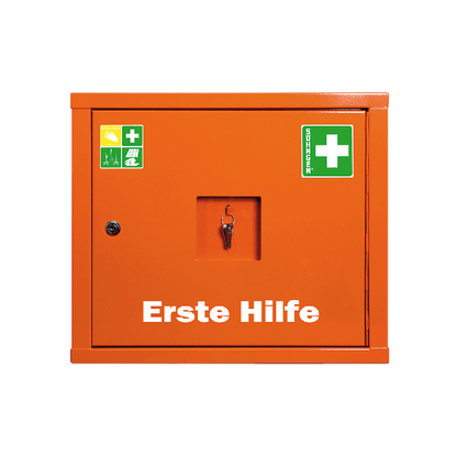 JUNIORSAFE First Aid Cabinet, Orange, with Standard Contents per DIN 13157