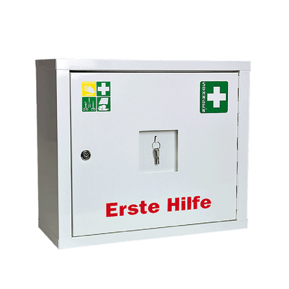 JUNIORSAFE First Aid Cabinet, White, with Standard Contents per DIN 13157