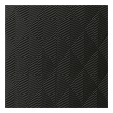 The Duni Elegance® napkin Crystal in the size 40 x 40 cm in black features a textured surface with raised diamond-shaped sections. Each diamond contains four smaller triangles in a sophisticated geometric design in a uniform dark gray or black color from Duni GmbH. The package contains 40 napkins.