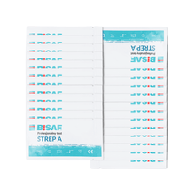 An opened box of Altruan Strep A - Bisaf Professional 25 Tests (pack of 25) contains individually wrapped test kits in blue and white, neatly arranged—perfect for Group A streptococcal detection via throat swab.